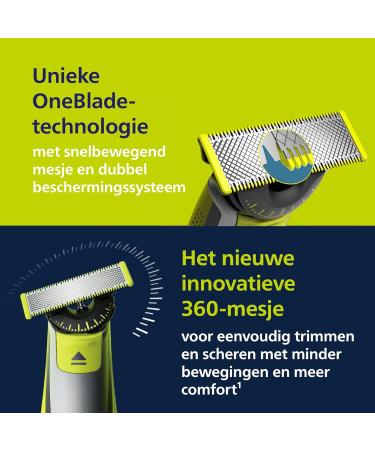 Philips Consumer Philips OneBlade 360 Authentic Face & Body Electric Beard Trimmer Shaver and Body Groomer 3x 360 blades 4x Stubble Comb 1235mm 1x Body Kit QP283431 - Buy Online on GoSupps.com