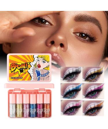 Liquid Eyeshadow 6 Piece Liquid Gloss Cosmetics Long Lasting Beauty Items Smudge Resistant Eye Cosmetics for Festivals Parties and Photo Shoots - Buy Online on GoSupps.com