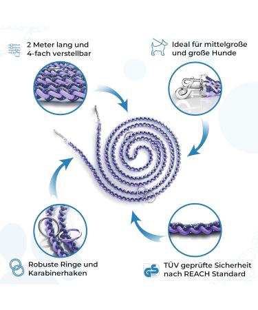 Premium 2m Adjustable Dog Leash - Reflective Weatherproof Tearproof | Paracord Ideal for Small to Large Dogs (15kg+) - Navy & Lilac - Buy Online on GoSupps.com