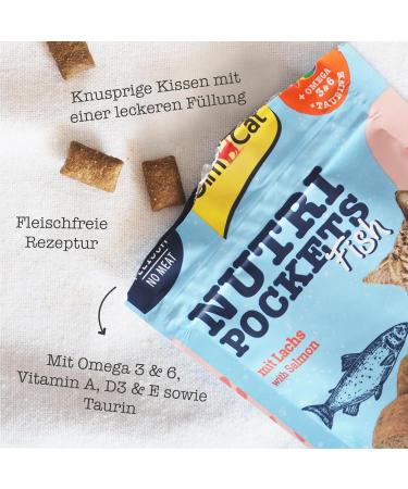 GimCat Nutri Pockets Fish Salmon - Crispy Cat Snack with Functional Ingredients - 60g Bag | Buy Internationally - Buy Online on GoSupps.com