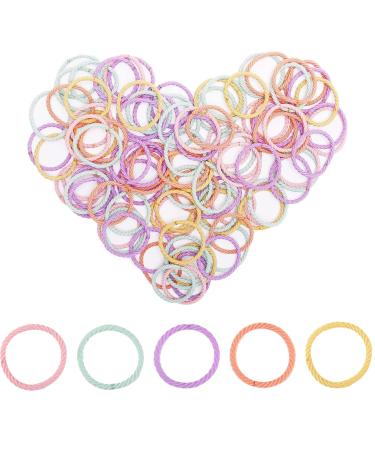 Candygirl 100 Pieces Baby Hair Ties - Cotton Elastic Hair Bands & Ponytail Holders for Girls - Cute Hair Accessories in Yellow Violet Pink - Buy Online on GoSupps.com