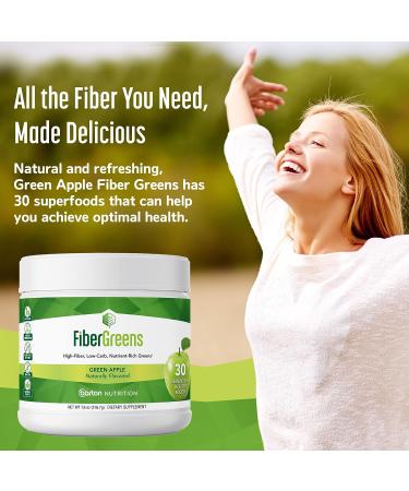 Barton Nutrition Green Apple Fiber Greens - Probiotic Formula with 30 Superfoods for Gut and Heart Health - 30 Servings - Buy Online on GoSupps.com