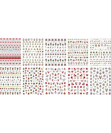 Christmas Nail Stickers 9 Sheets Self-Adhesive Nail Decal for Kids Deer Snowman Nail Art Decoration Design Supplies - Buy Online on GoSupps.com