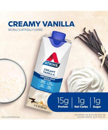 Atkins Creamy Vanilla Protein Shake 15g Protein 12 Count and Caramel Nut Chew Bar Dessert Favorite 5 Count Bundle - Buy Online on GoSupps.com