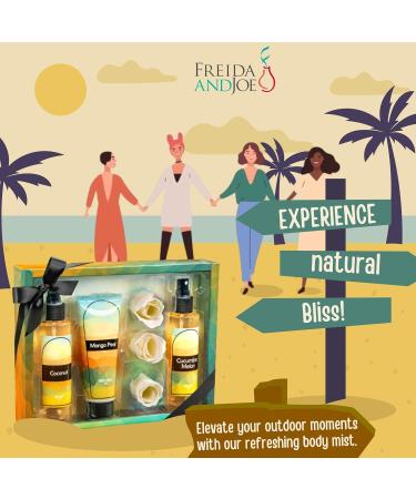 Fine Fragrance Body Mist & Body Splash Gift Set Luxury Self-Care Combo for Women and Girls (Coconut Cucumber Mango Pear Rose Soap) Valentines Gift for Women Coconut Cucumber Mango Pear 6-piece - Buy Online on GoSupps.com