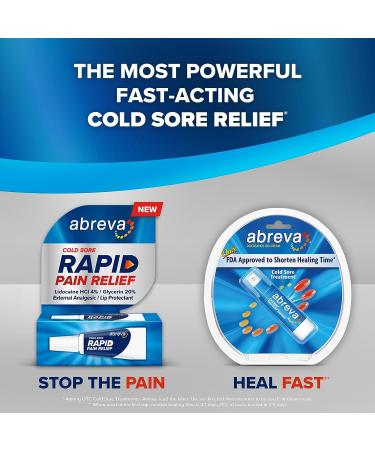 Abreva Cold Sore Treatment Cream - Rapid Pain Relief - 3g Tube - Buy Online on GoSupps.com