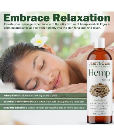 Plant Guru Hemp Seed Oil 32 fl. oz. Cold Pressed 100% Pure & Natural Carrier Oil for Skin Face Body and Hair. Great for DIY Creams Lotions and Lip Balm. - Buy Online on GoSupps.com