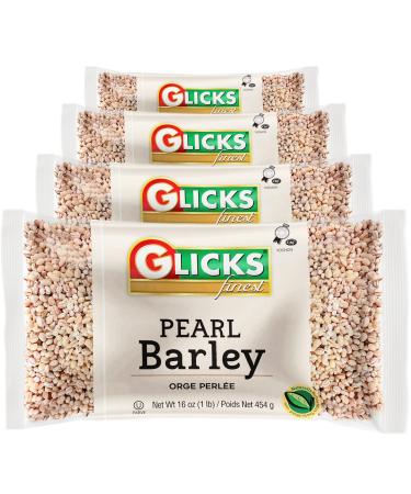 Glicks Pearl Barley Beans 16oz (4 Pack) | Premium Taste & Texture, Perfect for Soups, Stews, Cholent, Chilis