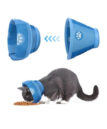 Lollanda Adjustable Hinkenrause Cat foldable soft protective collar cat Elisabethan collar restoring collar for cats pet after surgery and injuries (m) blue m
