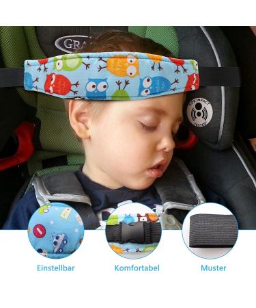 Abnaok 2pcs Child Seat Head Holder & Headband - Adjustable Blue Buckle Headrest for Comfortable Car Sleep - Buy Online on GoSupps.com