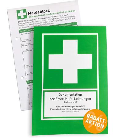Betriebsausstattung24 First Aid Reporting Pad | DIN A5 | 50 Sheets | DGUV Compliant | Pack of 10 | Ideal Alternative to First Aid Book - Buy Online on GoSupps.com