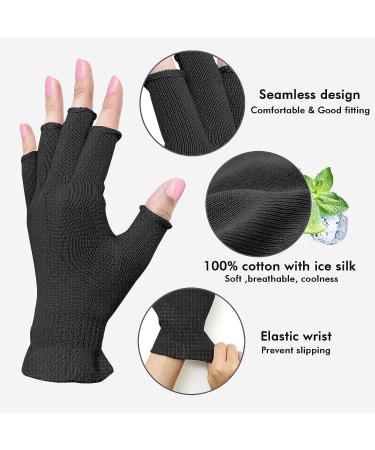 MIG4U 3 Pairs Fingerless Moisturizing Gloves | Half Finger Beauty Glove for SPA, Eczema, Dry Hands | Summer Sun UV Protection | L/XL, Black - Buy Online on GoSupps.com