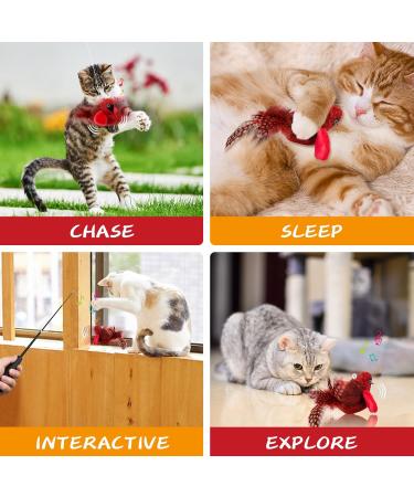 Tohdnc Interactive Cat Bird Toy with Stick - Realistic Flying Birds & Springs for Indoor Kittens - Buy Online on GoSupps.com