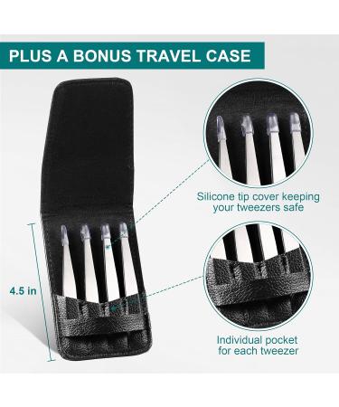 Upmore 4x Stainless Steel Tweezers Set - Silvery Eyebrow Tweezers & Scissors | Precision Tools for Flawless Grooming - Buy Online on GoSupps.com