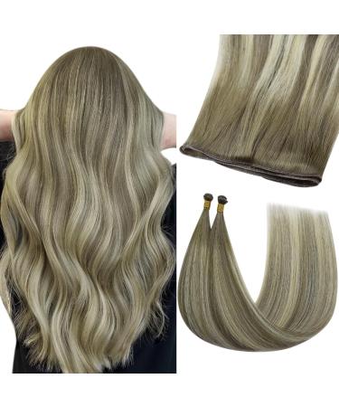 Youngsee Genius Weft Ombre Real Hair Tress 40cm Tressen Real hair For the close ash brown ombre ombre blond weaven extensions real hair Tress virgin hairy 25g #7/7/Icy 40 cm 2-genius- #7/7/ICY