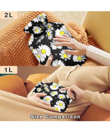 NAANLE Vintage Daisy Flower Hot Water Bottle 1L | Pain Relief for Menstrual Cramps & Heat Therapy - Transparent Design - Buy Online on GoSupps.com
