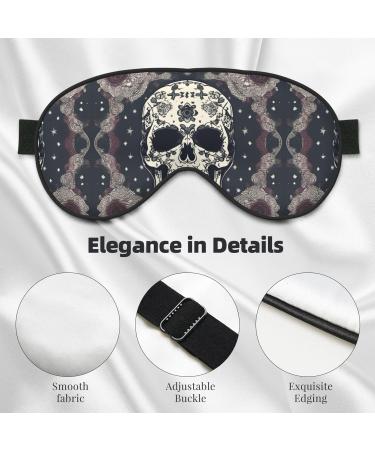 Skull Yoga & Flower Print Unisex Eye Mask | Soft Comfortable Light-Blocking Sleep Mask for Travel & Relaxation - Buy Online on GoSupps.com