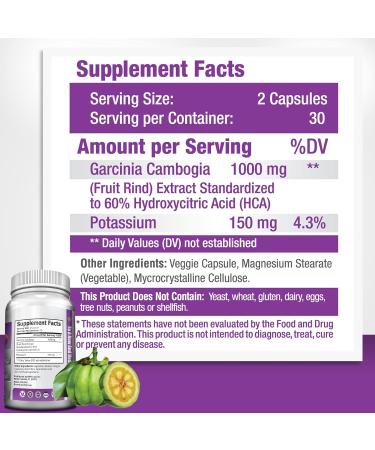 Garcinia Cambogia Extract 1000mg Pure Natural HCA with Potassium - Non GMO, Gluten Free, 360 Vegan Capsules - AS SEEN ON TV - Buy Online on GoSupps.com