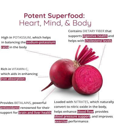 Organic Beet Root Capsules 1300mg - Blood Pressure Support & Nitric Oxide Supplement | Antioxidant & Brain Food | Vegan 60 Ct - Superfood for Better Circulation - Buy Online on GoSupps.com