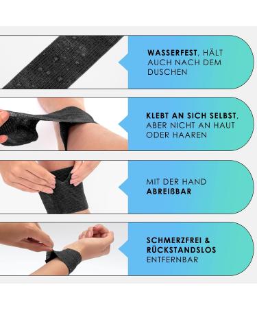 Buy Self-Adhesive Bandage Rolls - 12 Pack (10cm x 4.5m) | Original Health Press Plaster | Elastic and Adhesive Bandages - Black - Buy Online on GoSupps.com