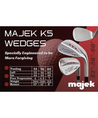 Majek Golf Big & Tall Men's +1 Inch Wedge Set - 52 Gap, 56 Sand, 60 Lob | Regular Flex, Right Hand, Midsize Black Pro Velvet Grip - Buy Online on GoSupps.com