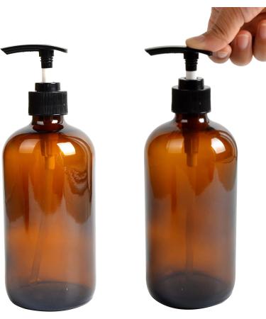 Youngever 6 Pack Amber Glass Pump Bottles - 2 x 16oz & 4 x 8oz Soap Dispenser Refillable Containers - Buy Online on GoSupps.com