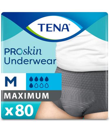 Tena ProSkin Incontinence Underwear for Men, Maximum Absorbency, Small/Medium, 80 ct Medium (Pack of 80)