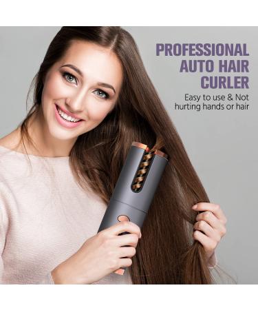 USB Rechargeable Cordless Hair Curler with LCD Display - Portable Automatic Curling Wand for Home and Travel - Silver - Buy Online on GoSupps.com