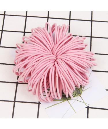 KK BETO 120Pcs 3mm Elastic Hair Ties - Rubber Hair Ties Hair Bands No Crease Ponytail Holder for Girls Women (Pink)