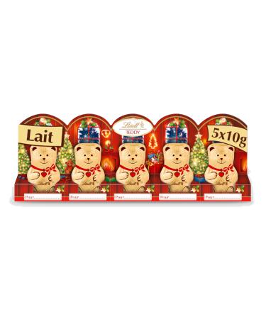 Lindt - Barrette de 5 Mini-moulages TEDDY - Chocolat au Lait - Id al pour No l 5x10g Barrette Teddy 50g