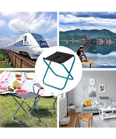LYHLYA Portable Folding Stool - Mini Aluminum Alloy Camping Stool for Travel, Camping, Hiking - Blue with Carry Bag - Buy Online on GoSupps.com