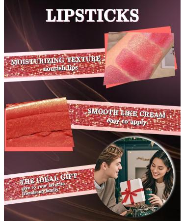  LYSdefeu Glitter lipstick ruby red bright metallic long-lasting waterproof non-sticky intense color creamy and moisturizing texture vegan for women and girls Up-02 makeup# - Buy Online on GoSupps.com