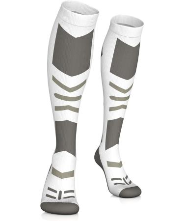 COMPREX Compression Stockings | Ultimate Ski Travel & Pregnancy Socks | Breathable Compression Socks (White/Gray Size 35-38) - Buy Online on GoSupps.com