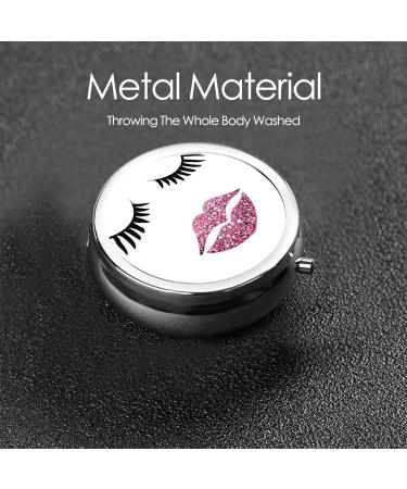 Buy Eyelash Lip Printed Mini Round Pill Box - 3 Compartment Medicine Organizer for Travel & Home Use - Buy Online on GoSupps.com