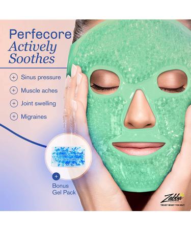 Perfecore Facial Mask for Puffy Eyes & Migraine Relief - Hot Cold Compress Pack for Sinus, Headaches, Spa Therapy - Gel Beads Mask for Sleeping, Travel - Green - Buy Online on GoSupps.com