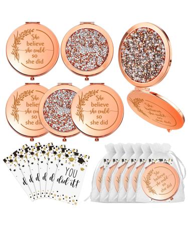6 Sets Graduation Gifts for Women She Believe She Could So She Did Compact Mirror with Organza Bags Inspirational Cards CNA Appreciation Nursing Gifts for Women Nurse Medical Student Graduation