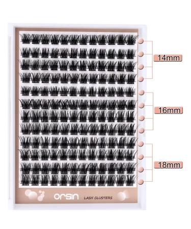 ORSIN 14-16-18mm DIY Lash Clusters - 144 Clusters - D Curl 0.07 - Light & Fluffy Volume Lashes - Natural Looking - Thin Band - Wider Clusters - DIY at Home Extensions - Buy Online on GoSupps.com