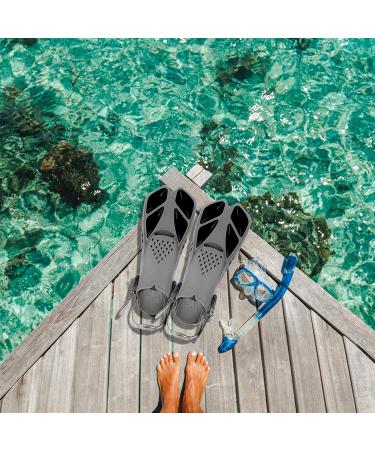 QKURT Snorkel Fins | Adjustable Buckles Open Heel Diving Flippers | Short Fins for Snorkeling, Diving, Swimming | Black L/XL (Adult US Size 9-13) - Buy Online on GoSupps.com