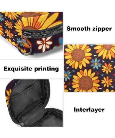 Sunflower Print Sanitary Napkin Storage Bag | Portable Period Kit Pouch for Menstrual Cup & Sanitary Pads | Zippered Menstrual Pad Organizer for Women & Teens - Color 10 - Buy Online on GoSupps.com