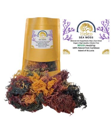 Wildcrafted Sea Moss | Gold - Purple - Green - Mixed | 100% Natural Irish Moss from St.Lucia | Mineral-Rich Superfood | 8oz Sun-Dried Moss | NO Preservatives NO Chemicals Mixed/Multicolored 8 Ounce (Pack of 1)