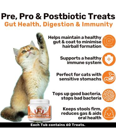 NutriPaw Digestive Treats For Cats - Gut Health Hairballs Sensitive Tums Anal Glands Scooting Loose Stools Smelly Itchy Ears - Great for all Cats - Lasts up to 2 Months - Buy Online on GoSupps.com