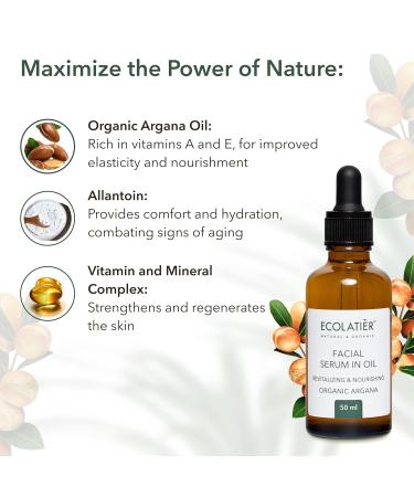 ECOLATI R Facial Foam Cleanser Serum in Oil and Daily Cream with Organic Argana - Revitalizing & Nourishing Skin Care Set for Hydration Elasticity and Anti-Aging - Buy Online on GoSupps.com