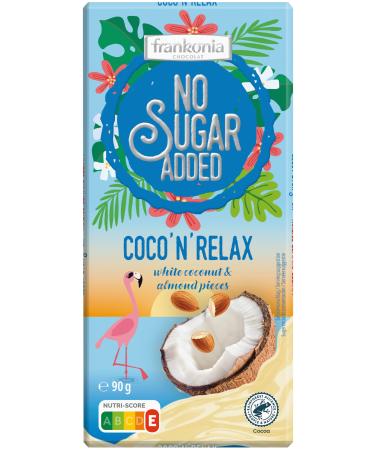 frankonia CHOCOLAT Limited Summer Edition Coco n Relax White Coconut with Almond Pieces Chocolate 90 grams 90 g (1 pack) Single - Buy Online on GoSupps.com