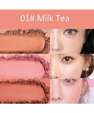 Erinde 3 Color Face Blush Palette - Matte & Shimmery Mineral Contour Highlight Blusher Powder for All Skin Tones - Purple Blush 0.35oz - Buy Online on GoSupps.com