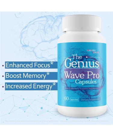 The Genius Wave Pro Capsules - Our Best Brain Supplements for Memory and Focus - Memory Vitamins for Memory and Brain Focus - Memory Focus Supplement for Brain - Memory Vitamins Brain for Women & Men - Buy Online on GoSupps.com