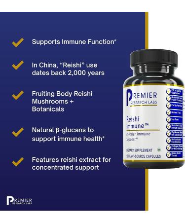 Premier Research Labs Reishi Immune - 90 Plant-Source Capsules - Immune Support Formula with Reishi Fruiting Body Extract - Gluten & Soy Free - Buy Online on GoSupps.com