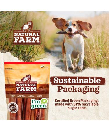 Natural Farm Bully Sticks - Odor Free 100% Beef Chews - Grass-Fed - Non-GMO - Dental Treats for Small and Medium Dogs - 1.3lb Bag - Buy Online on GoSupps.com