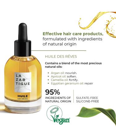 Lazartigue Huile Des Reves Nourishing Dry Hair Oil - 1.7 Oz - Vegan & Silicone Free - Restorative Formula for Damaged Hair - Buy Online on GoSupps.com