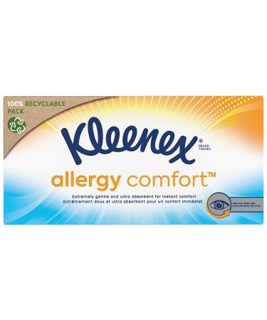 Kleenex Allergy Comfort Paper Tissues Box of 56 Tissues Orange Yellow Blue