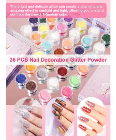 Acrylic Nail Kit with Drill and Lamp: 3 Colors 30G Acrylic Powder Nail Set - 36 Colored Glitter Powder Nail Art Tools Extension Kits Full Set for Beginners - Buy Online on GoSupps.com